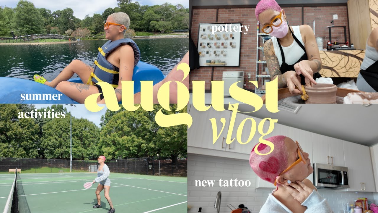 AUGUST VLOG | Summer activities, first time trying pottery, paddle boating, new ear tattoo & more
