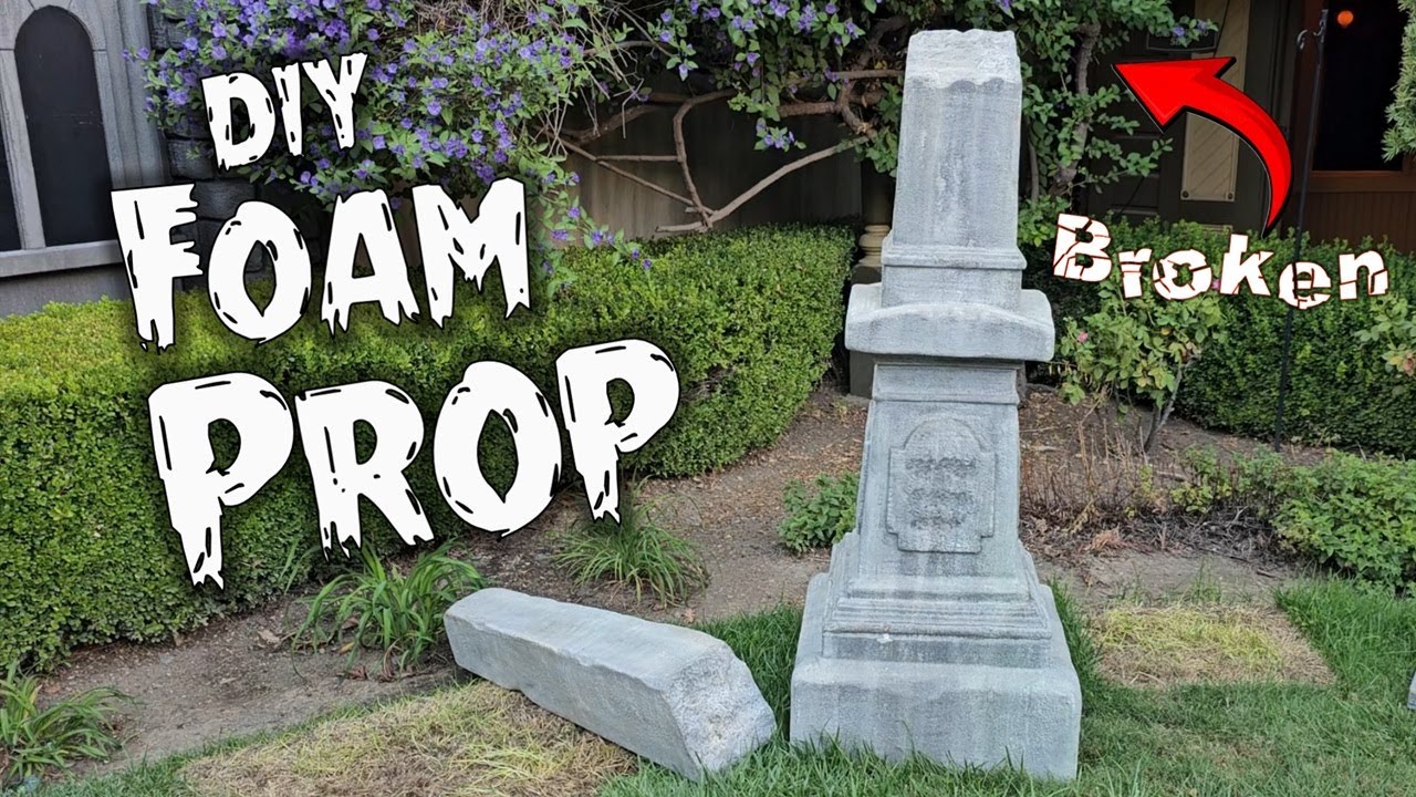 DIY Halloween Tombstone Decorations: BROKEN Prop!