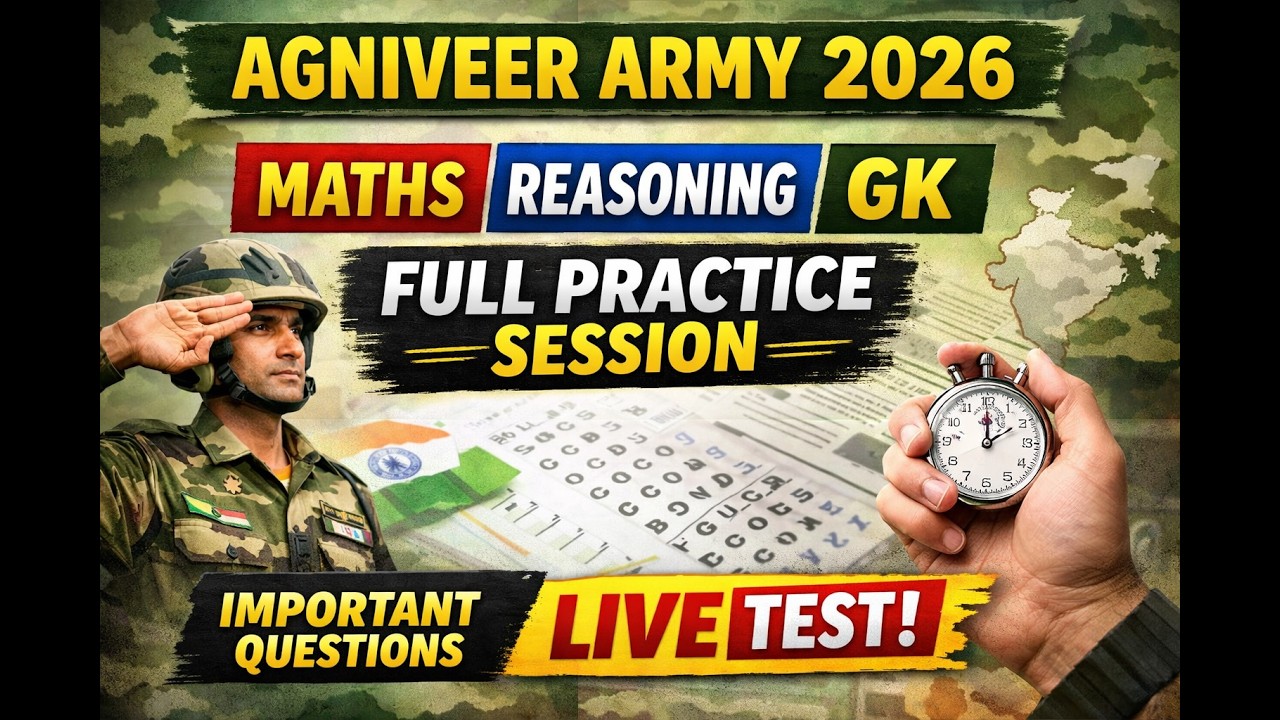 Agni veer Army 2026 | Live Math's, Reasoning & GK Full Practice Session | Important TOPICS 