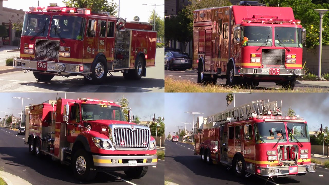 *PRE-ARRIVAL* Multiple LACoFD Units Responding to a Structure Fire at a Furniture Store + On Scene