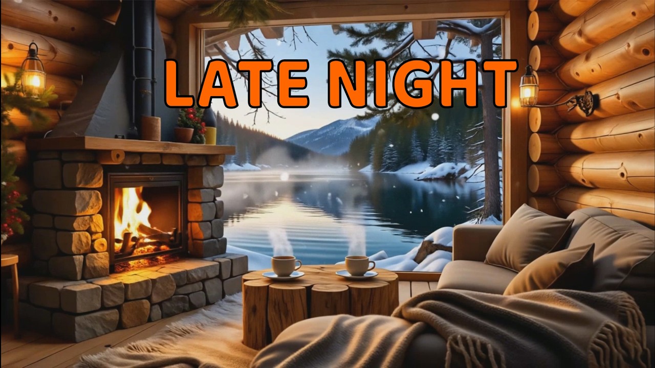 Cozy Smooth Jazz with Coffes Hot Cabin  ❄️ Winter Night Ambience | Relaxing Jazz