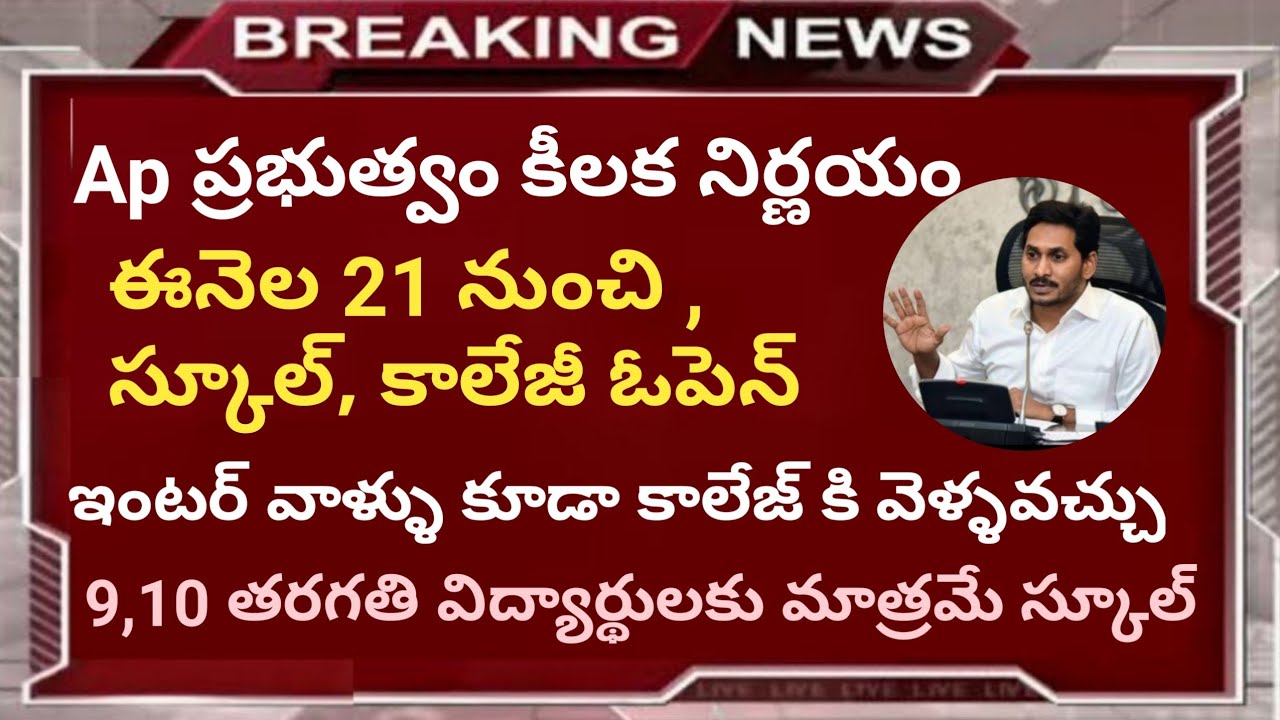 Ap Schools opening date 2020| Ap inter Collages Reopen Date 2020 |AP college opening date update |