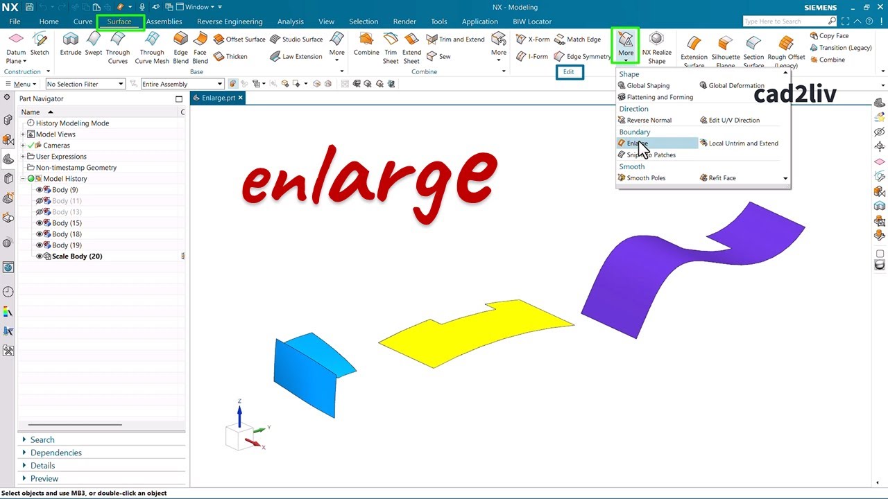 NX_Surface_Modeling | #Enlarge | Enlarge in NX | #nxtutorials | NX CAD | Cad2liv