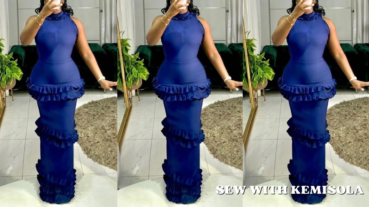How to make a turtle neck straight dress with pleated ruffles