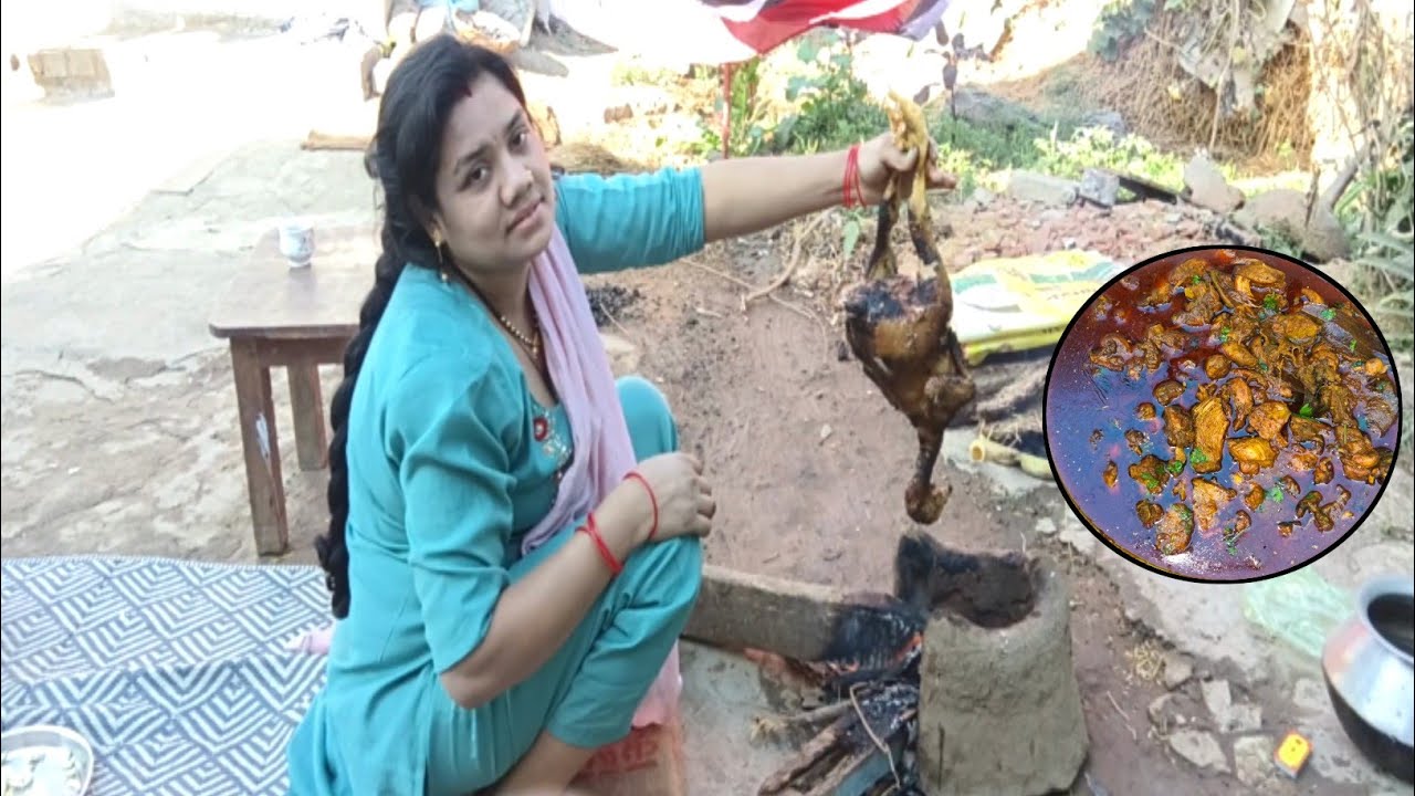 गांव का आग में भुना हुआ मुर्गा जो खाने में इसके स्वाद का जवाब नही