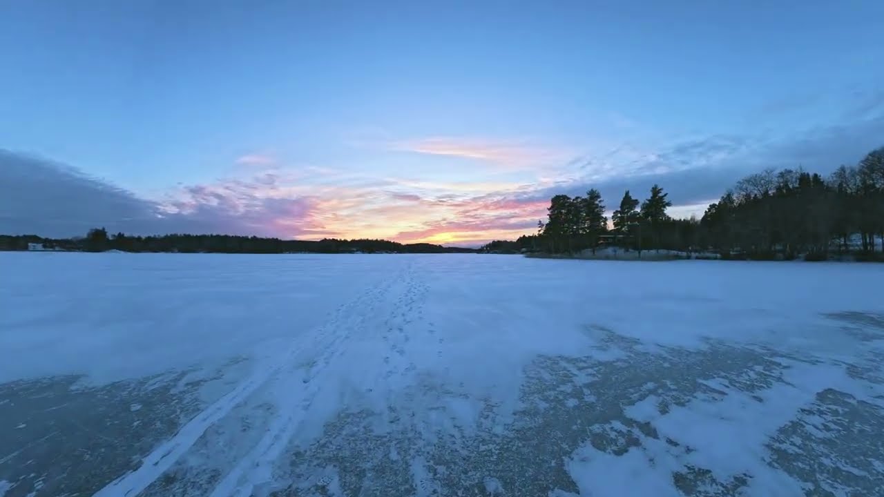 Walking on a Frozen Lake at Sunset | Slow Winter Walk in Finland | 4K 60FPS