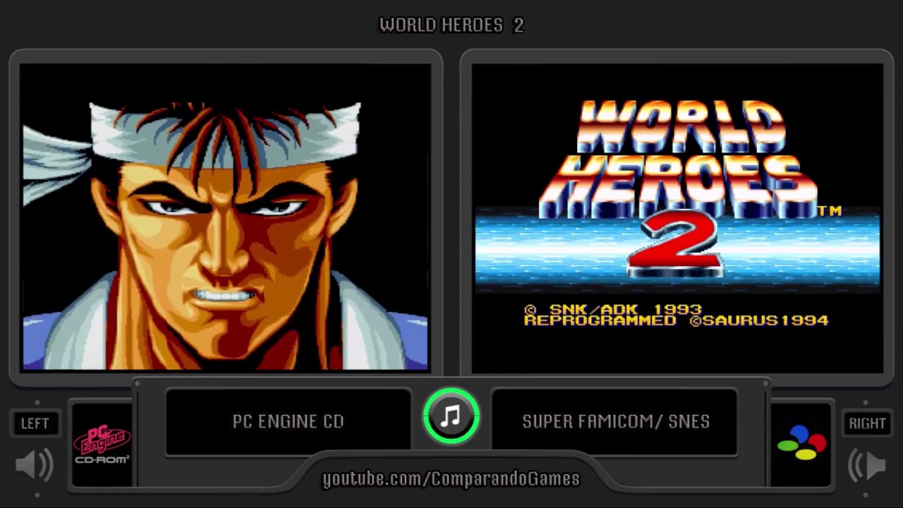 World Heroes 2 (Pc Engine Cd vs SNES) Side by Side Comparison (Pc Engine CD vs Super Famicom)