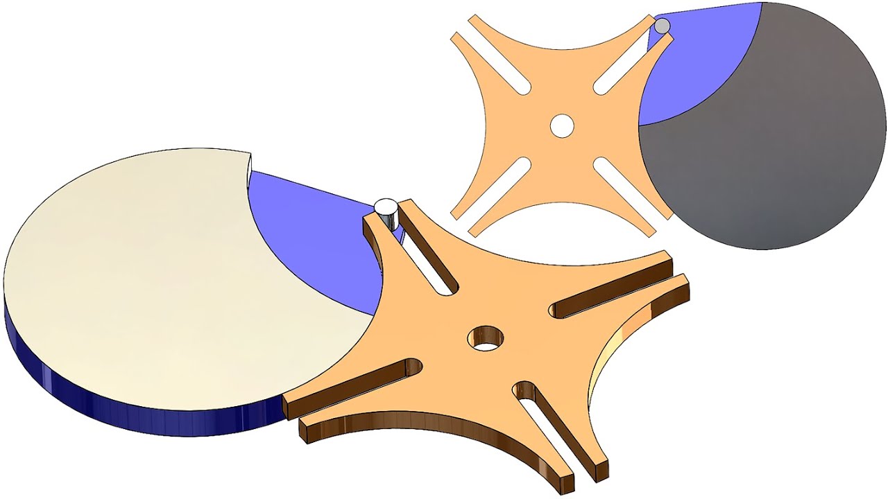 Mechanism 15: 4-slotted circular Geneva drive - SolidWorks Tutorial