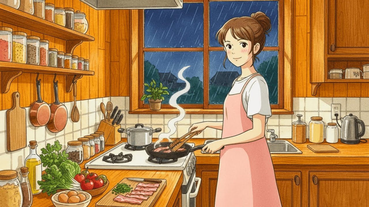 A Quiet Rainy Weekend at Home | Cooking, Living Alone & Simple Joys | Ghibli Style