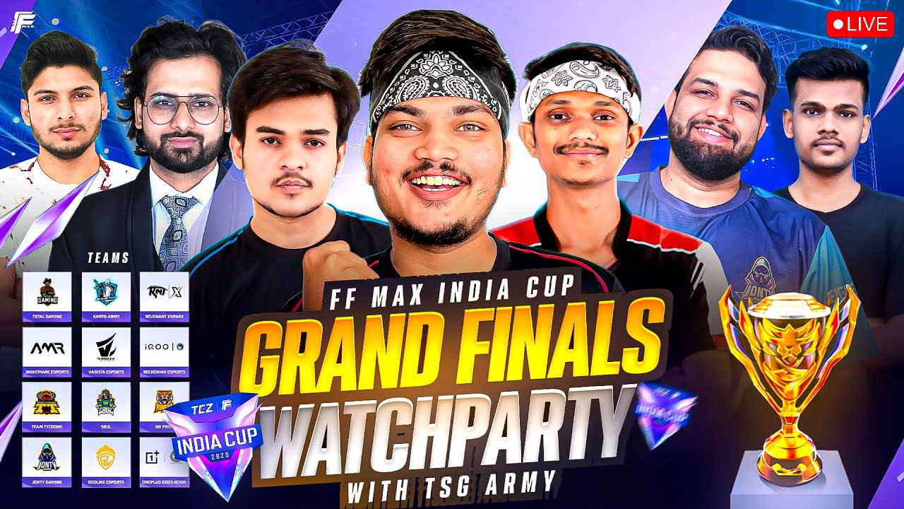 Free Fire Max Live India Cup Grand Finals Watch Party Ft TSG ARMY -Garena Free Fire