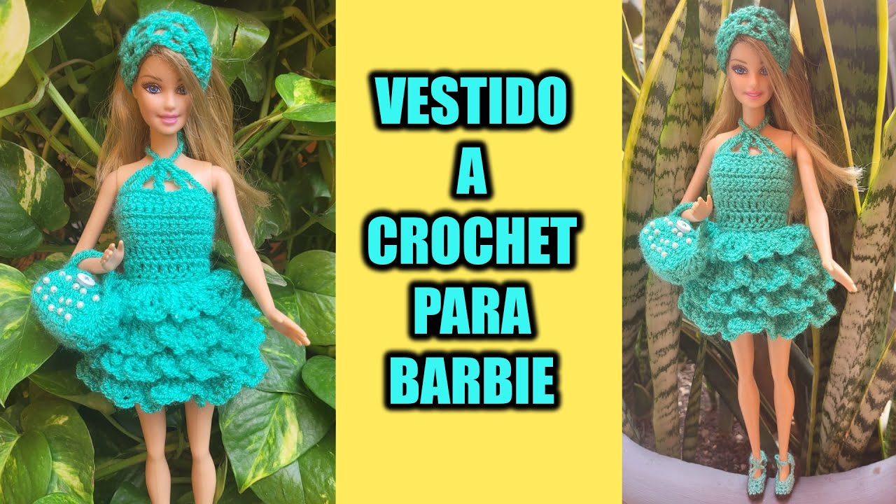 VESTIDO PARA MUÑECA BARBIE TEJIDO A CROCHET (PASO A PASO)