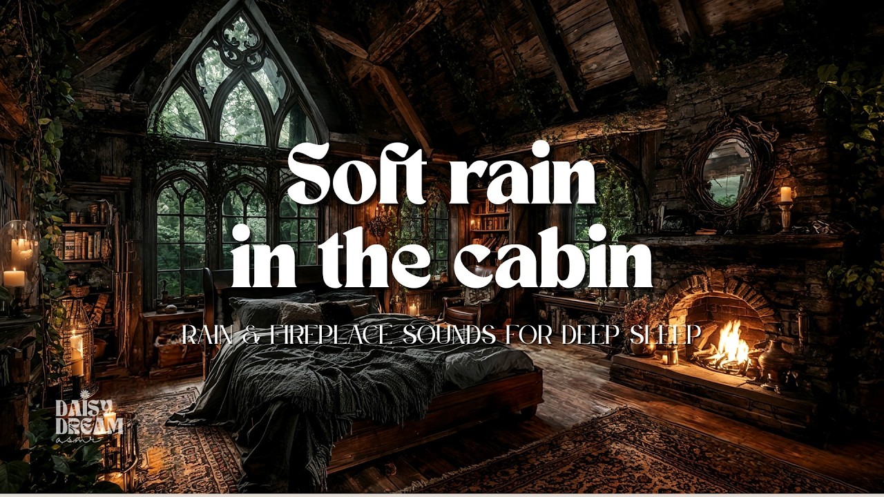 Soft Rain & Fireplace For Sleeping Magical Cabin in the Forbidden Forest
