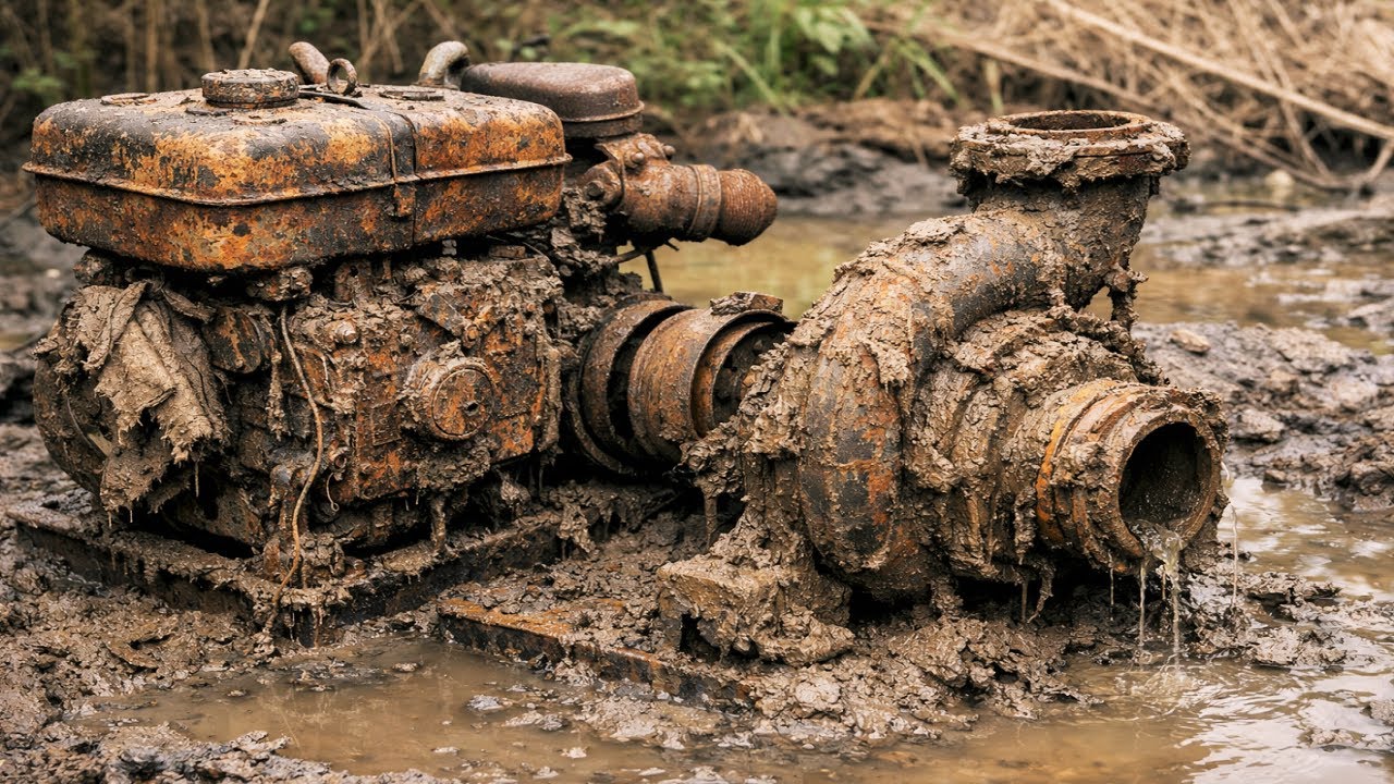 Restoring A Diesel Engine Water Pump Rusted And Flooded After Long-Term Abandonment