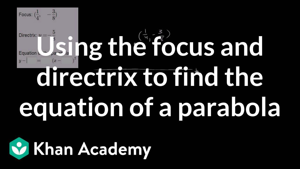 Using the focus and directrix to find the equation of a parabola | Algebra II | Khan Academy