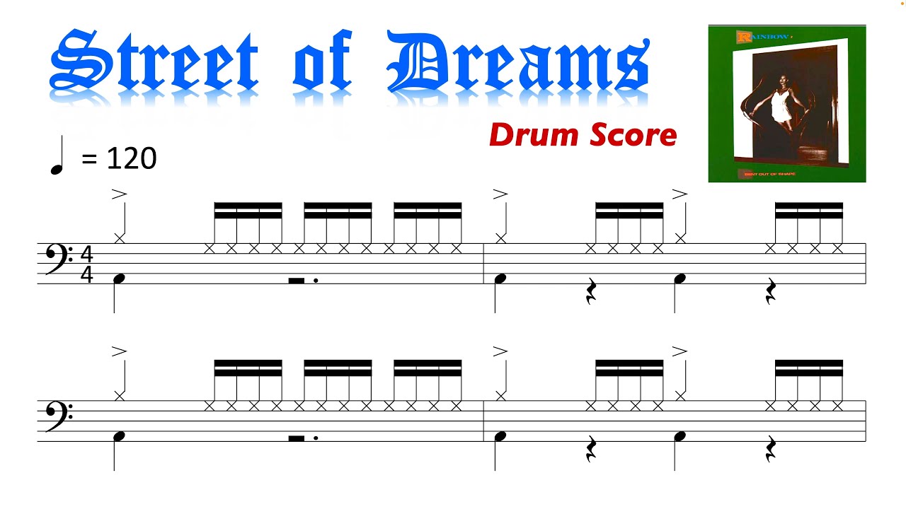 Street of Dreams [Rainbow] Drum Score (programmed with GarageBand)