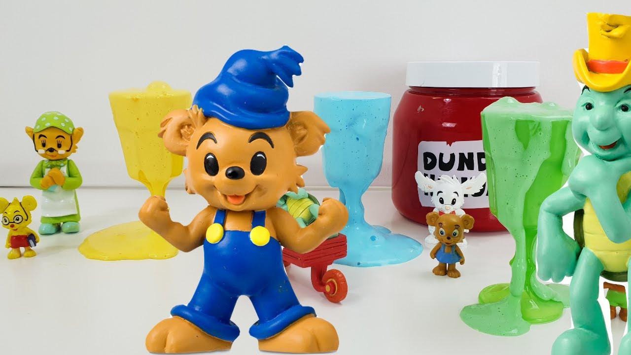 Bamse med vänner färgar Skalmans Slime i olika färger | Lek och Lär