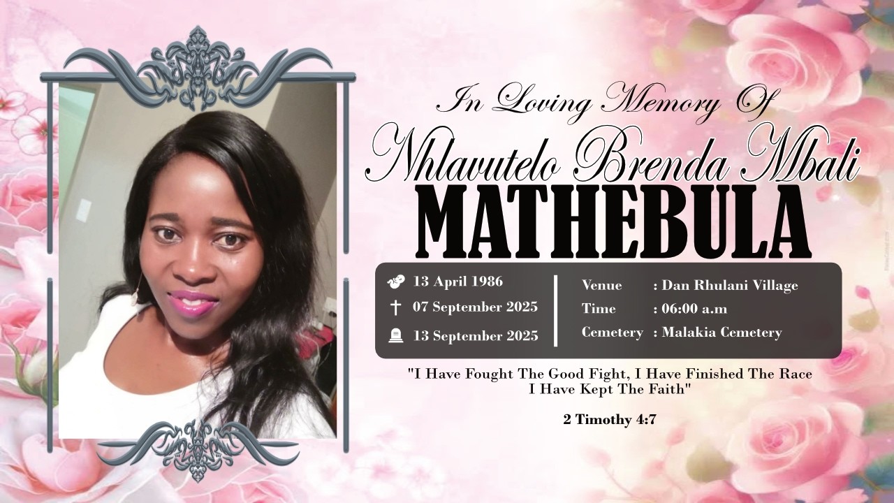 Celebration of Life – Funeral Service of Brenda Mathebula