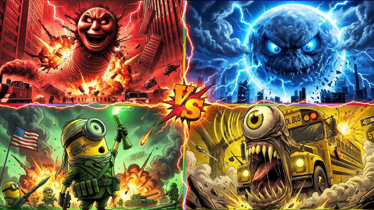 🚀THOMAS TRAIN🆚LUNAR MOON🆚MINIONS EXE🆚ONE EYED SCHOOL BUS COFFIN DANCE 🎮TILES HOP RHYTM🎮
