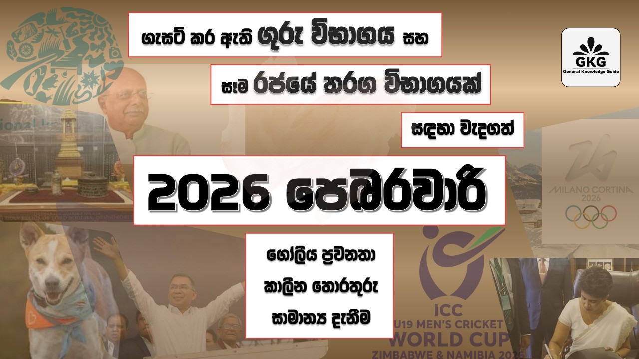 ගුරු විභාගය ඇතුලු රජයේ තරග විභාග සඳහා සාමාන්‍ය දැනීම, ගෝලීය ප්‍රවනතා 2026 පෙබරවාරි General Knowledge