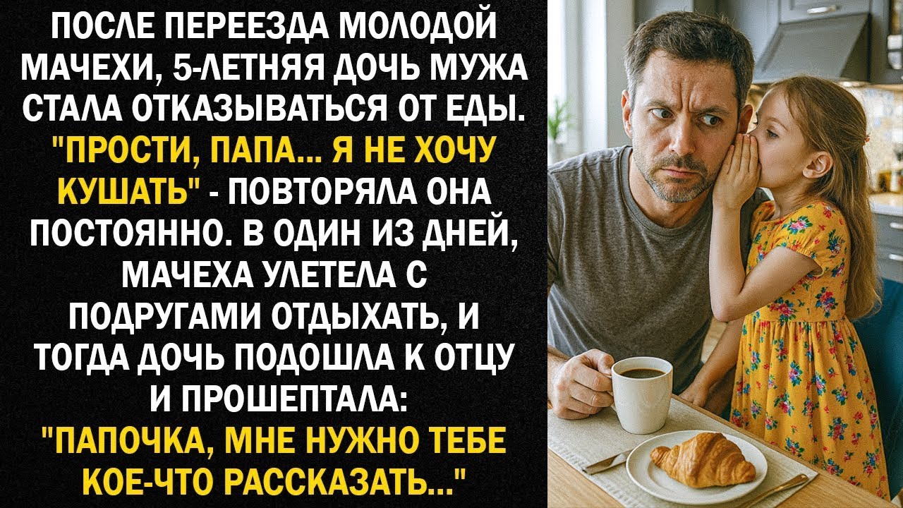 После переезда молодой мачехи, 5 летняя дочь мужа стала отказываться от еды  ''Прости, папа   '