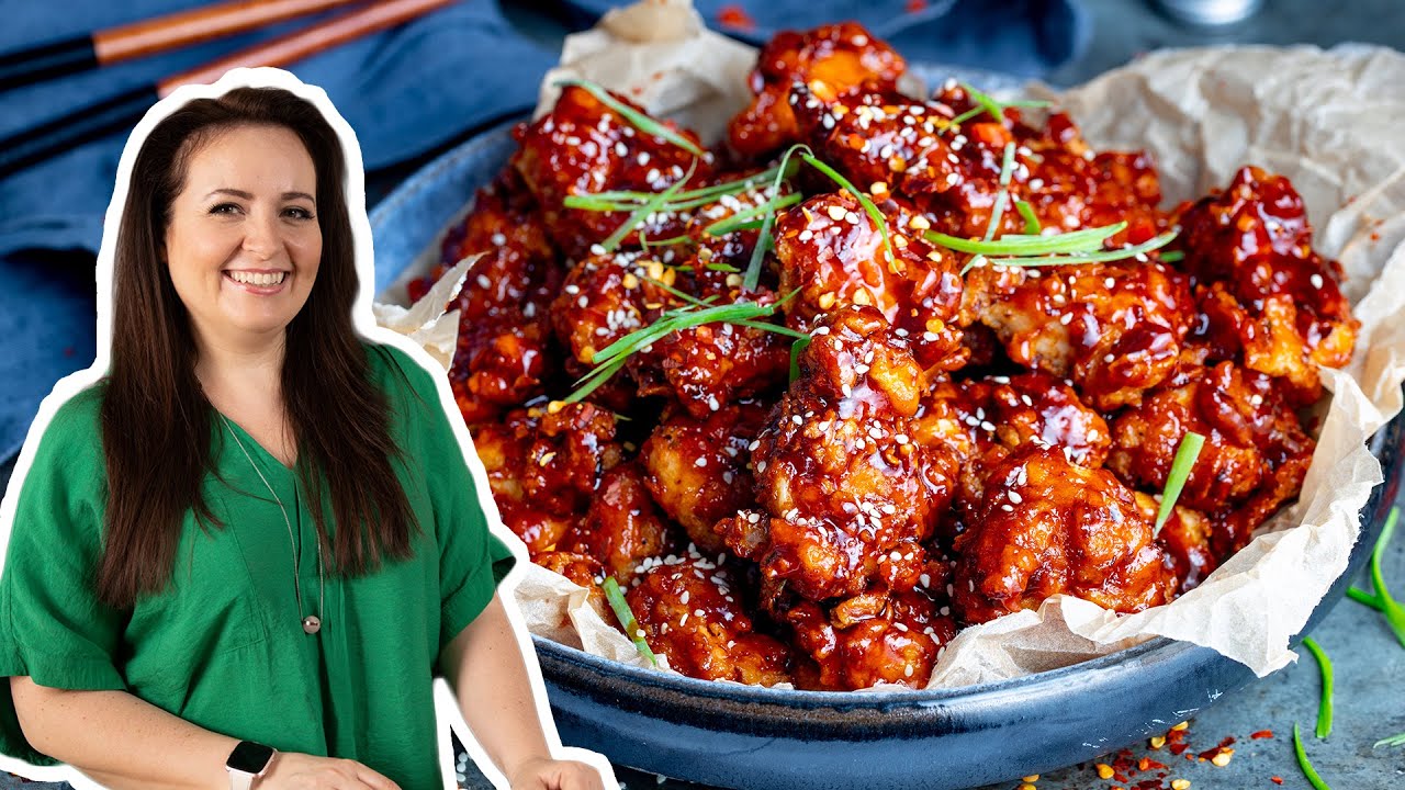 Korean Fried Chicken with Gochujang Sauce 👈 This stuff is INSANELY good!