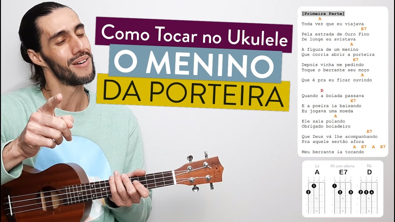 O MENINO DA PORTEIRA do Sérgio Reis | como tocar no ukulele com cifra simplificada