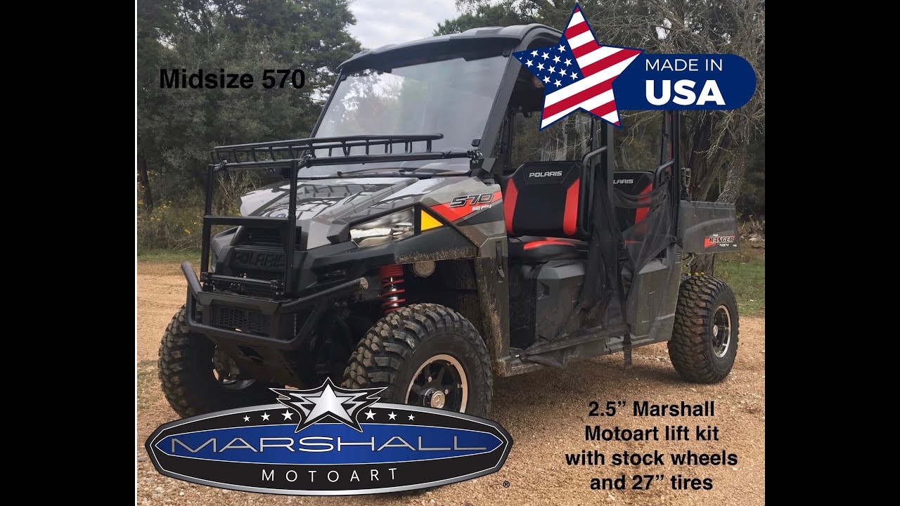 Polaris Ranger Midsize 2.5 inch Leveling Lift Kit Install Video by Marshall Motoart: USA Manufacture