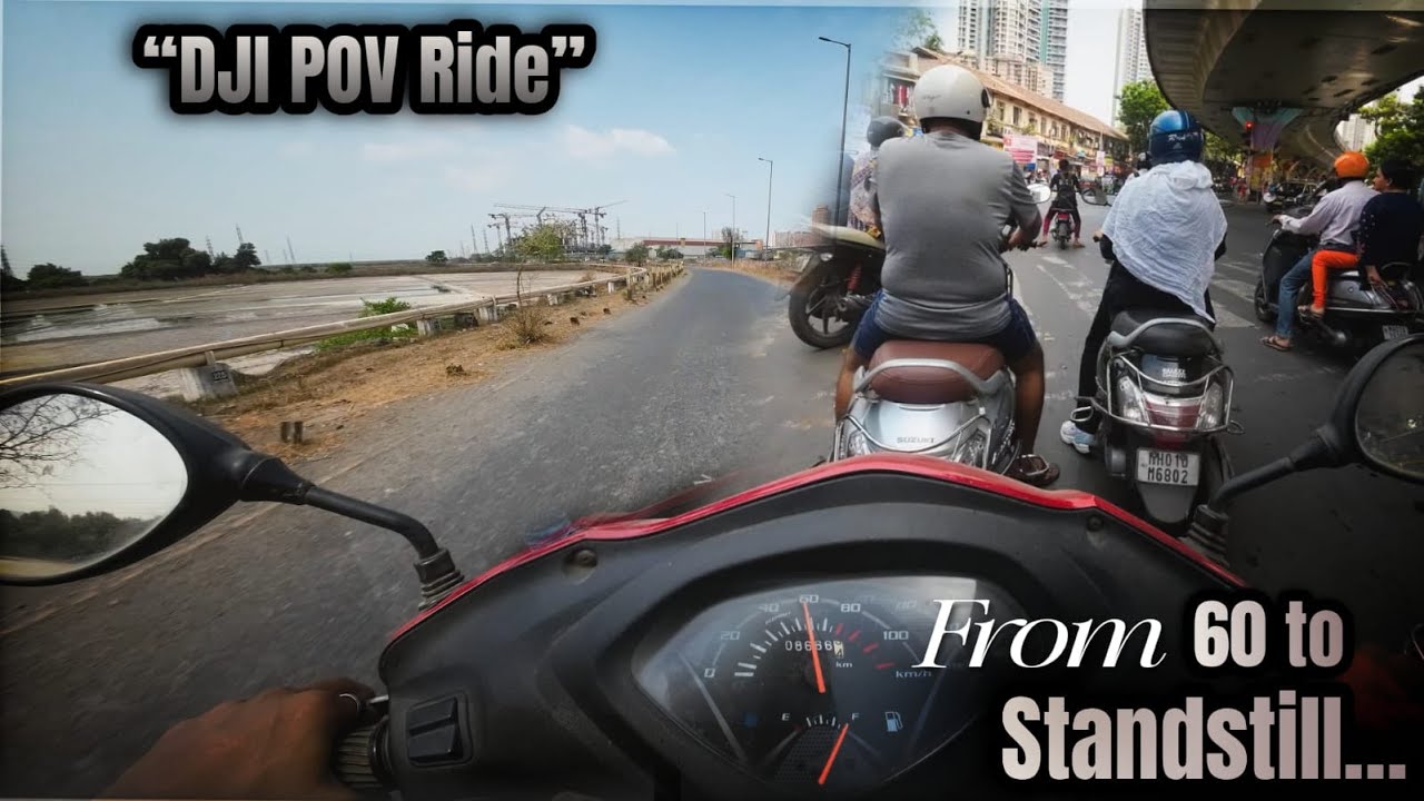 Raw DJI Scooty POV | Mumbai Ride from 70 kmph to TOTAL TRAFFIC JAM