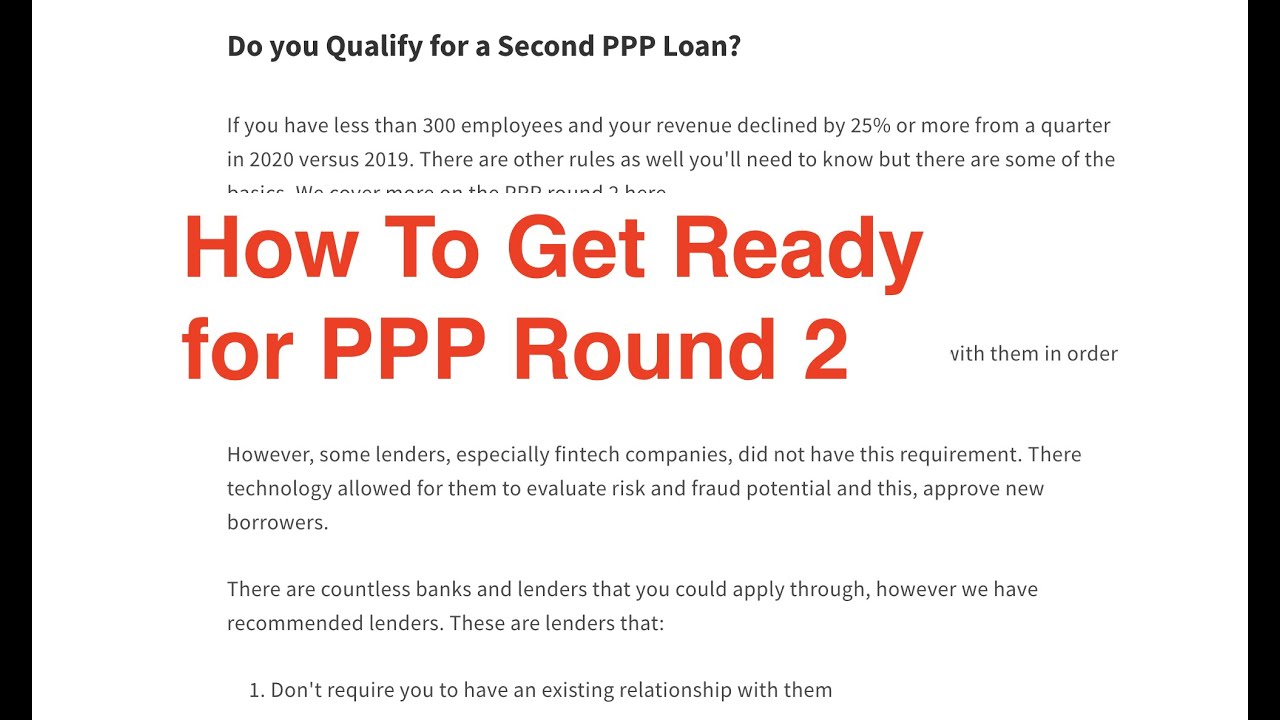 How To Get Ready for PPP Round 2 | PPP Lenders and PPP Eligibility