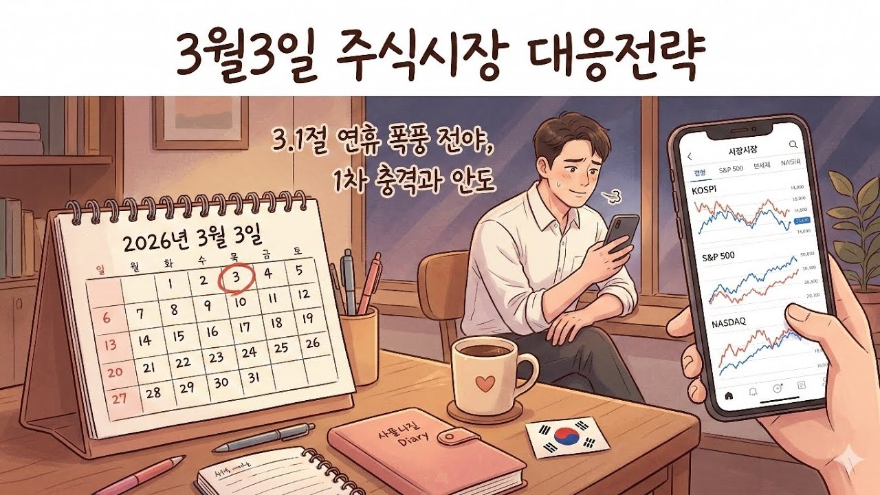 3월3일 주식대응전략: 내일 아침 9시 코스피 폭락? 직장인 주식계좌 살리는 정확한 대처법 (중동전쟁, 유가폭등)