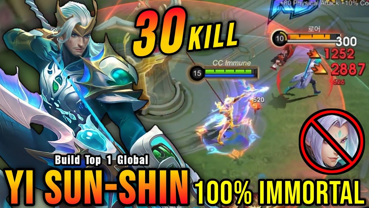 100% IMMORTAL!! 30 Kills Yi Sun Shin Best Build and Emblem!! - Build Top 1 Global Yi Sun Shin ~ MLBB