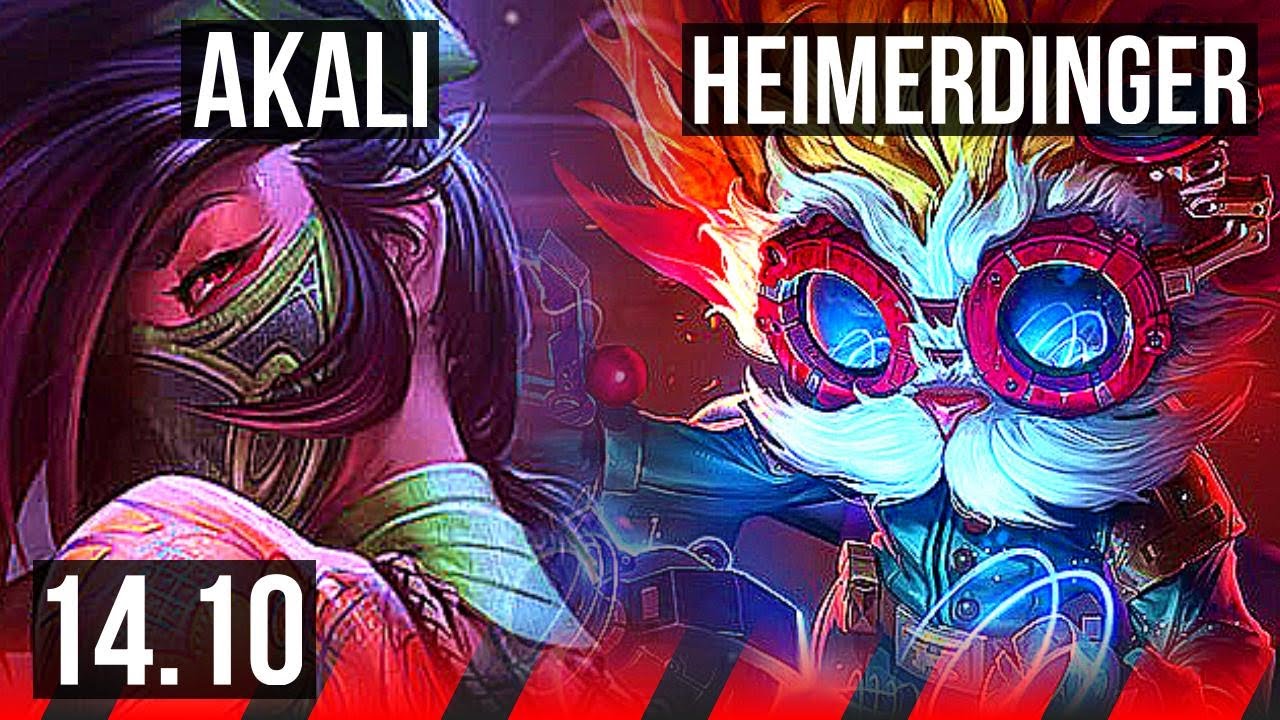 AKALI vs HEIMERDINGER (TOP) | 10/2/6, 600+ games | NA Grandmaster | 14.10