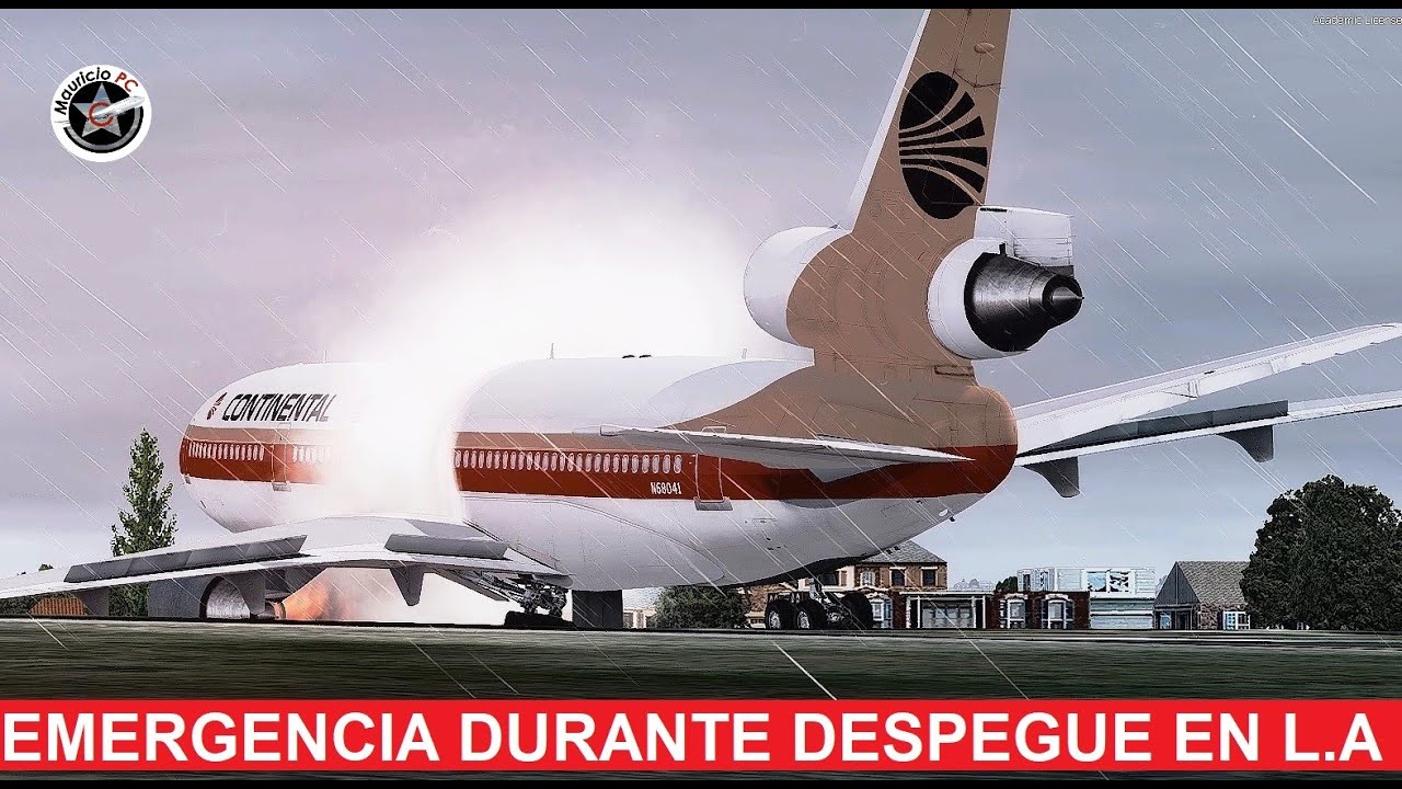 Avión sufre emergencia al despegar en Los Angeles - Continental 603