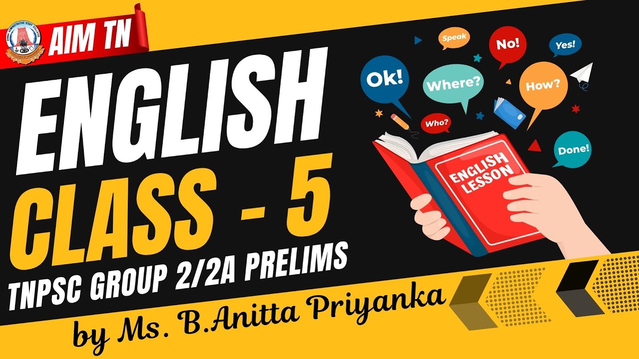 TNPSC Group 2/2A English Class - 5 | Prelims Preparation by Ms. B. Anitta Priyanka | AIM TN