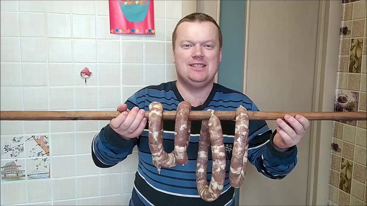 Домашняя КОЛБАСА пальцем пханая С ЧЕСНОКОМ. Сыровяленая колбаса очень вкусная
