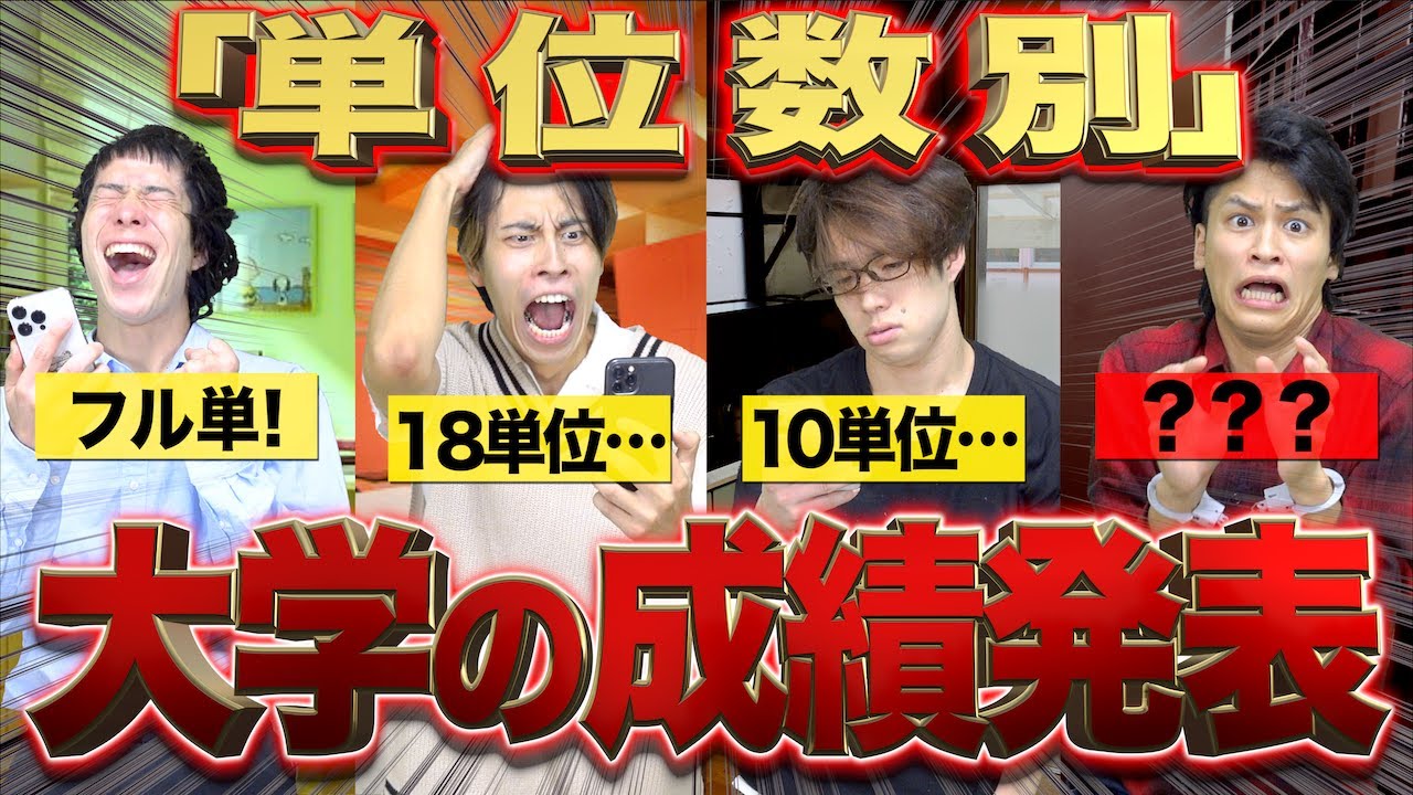 【単位数別】大学生の｢成績発表への反応｣あるあるwww
