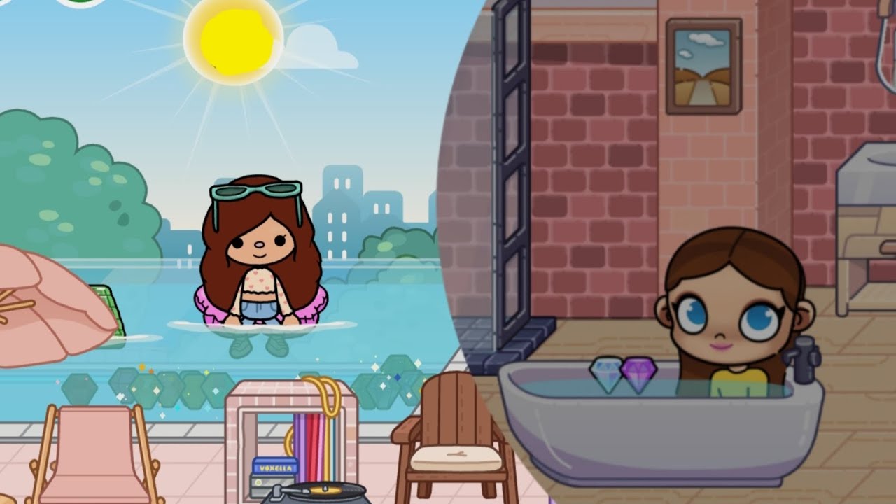 Toca Boca ve Avatar World da bütün elmasları topladık Elmas havuzu kurduk