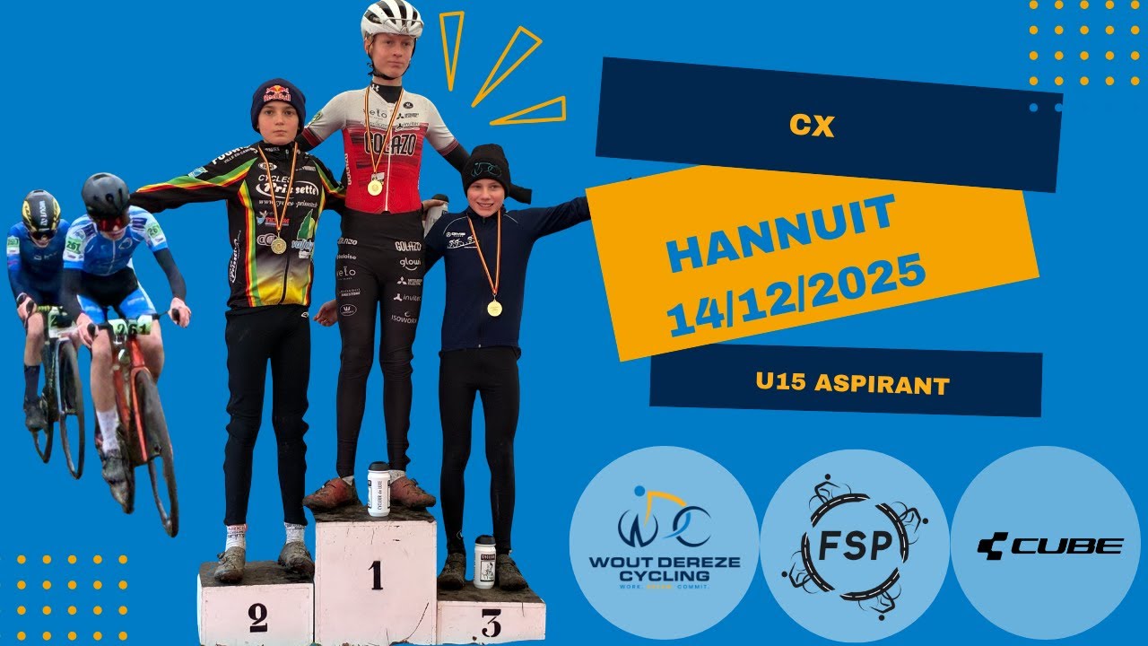 Cyclocross @Hannuit U15  aspirant 3de plaats 13 december 2025