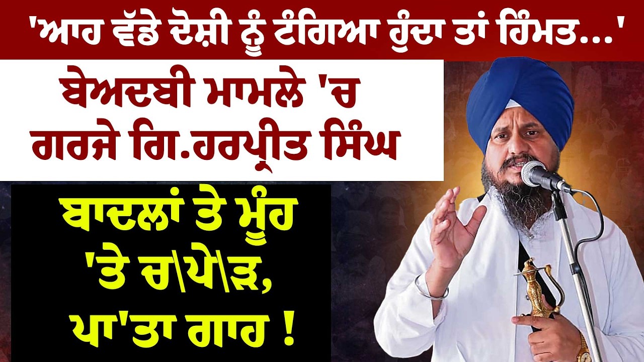 'ਆਹ ਵੱਡੇ ਦੋਸ਼ੀ ਨੂੰ ਟੰਗਿਆ ਹੁੰਦਾ ਤਾਂ ਹਿੰਮਤ...'ਬੇਅਦਬੀ ਮਾਮਲੇ 'ਚ ਗਰਜੇ ਗਿ.harpreetaingh