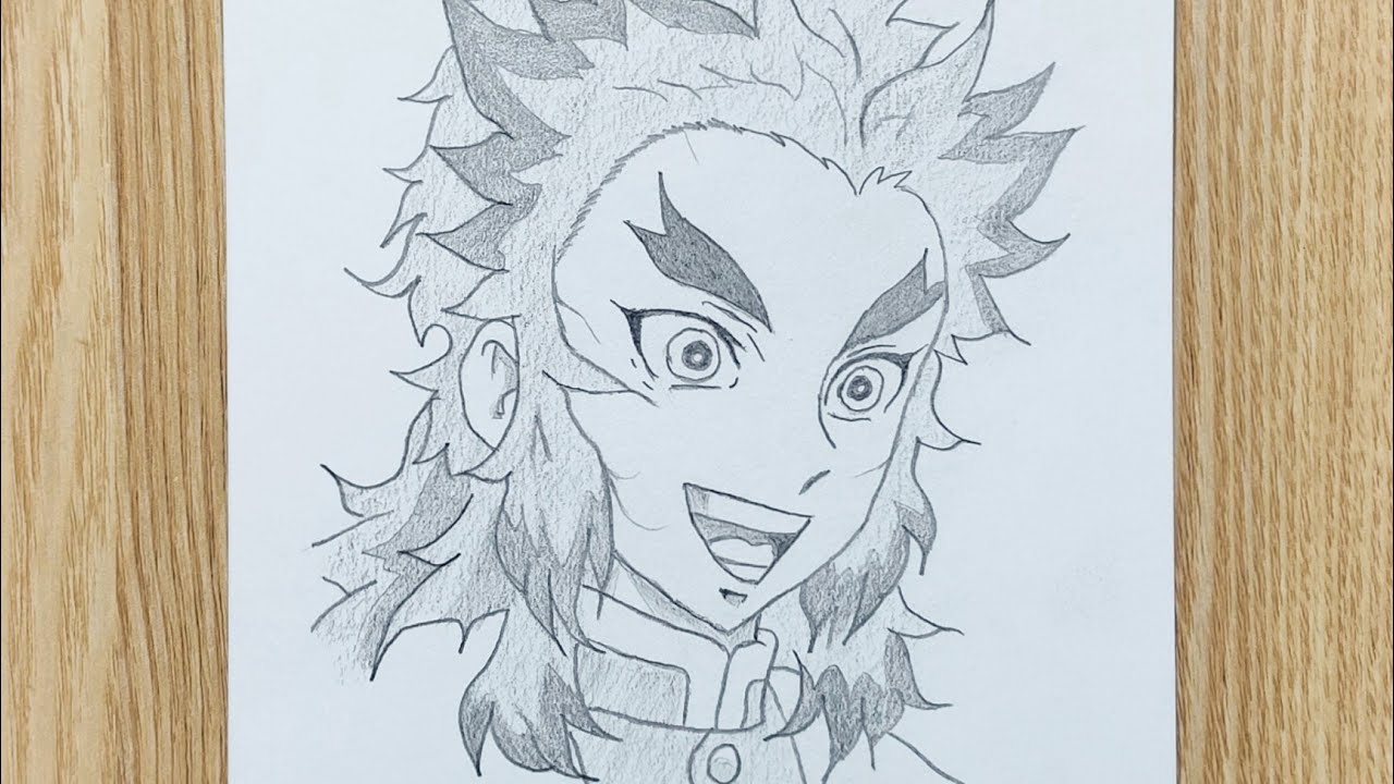 Cara menggambar Kyojuro Rengoku langkah demi langkah | gambar anime