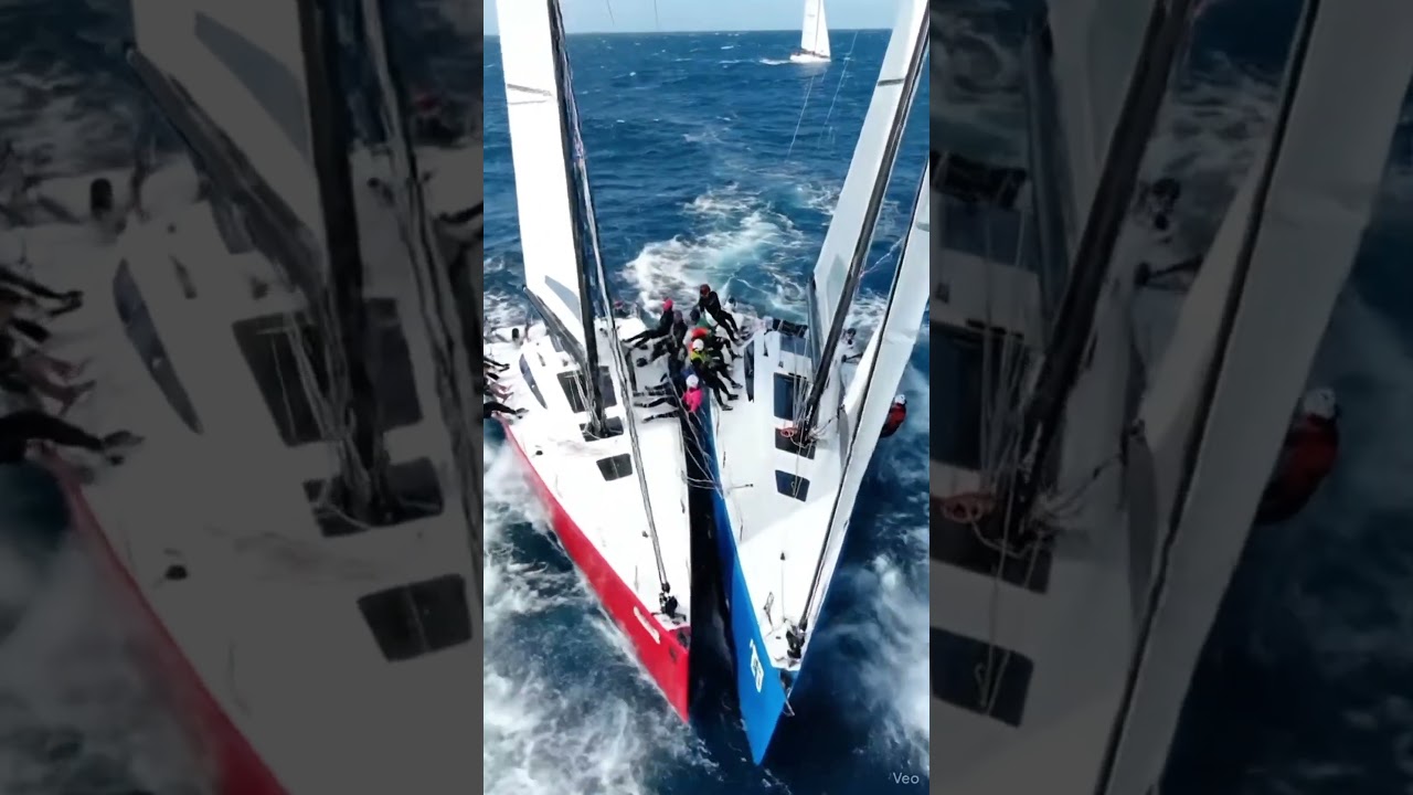 Overtake Disaster! 💥 Racing Yachts in Heavy Wind 🌊⚓ #sailboat #oceanadventure