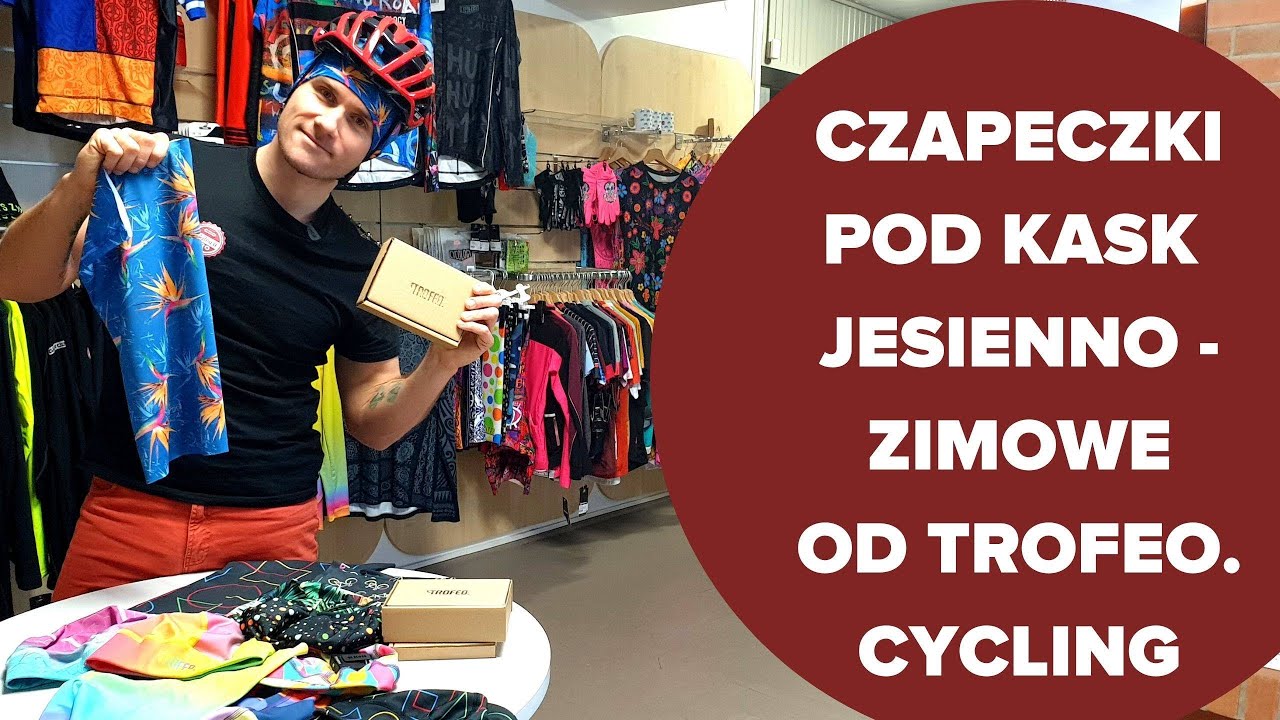 Wiosenno - jesienne czapki pod kask TROFEO. Cycling + cieplejsze kominy polskiej marki odzieżowej.