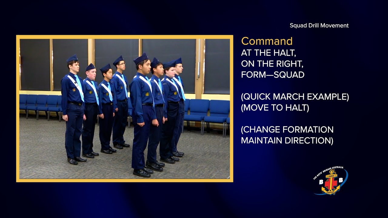 Squad Drill Movement - (Move to Halt) At The Halt - On The Right - Form Squad - (Quick March)