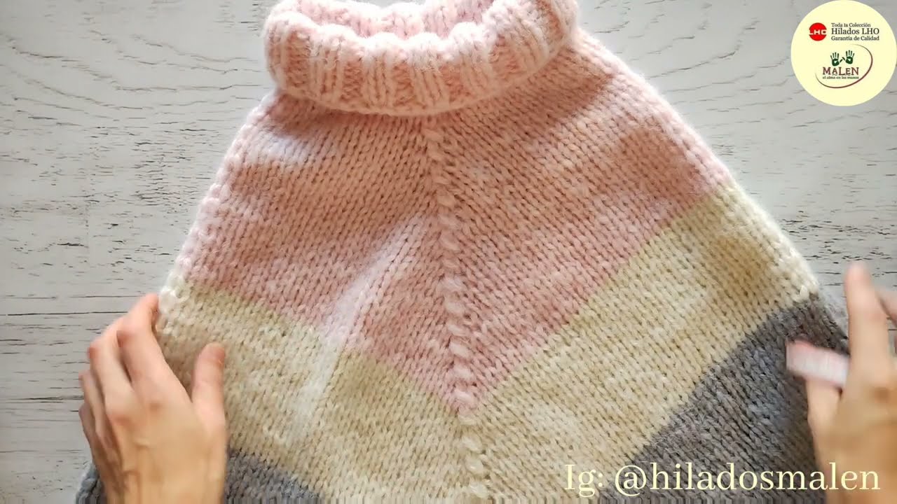 Poncho súper fácil en dos agujas. Apto para principiantes 👏 Queda genial en todos los talles