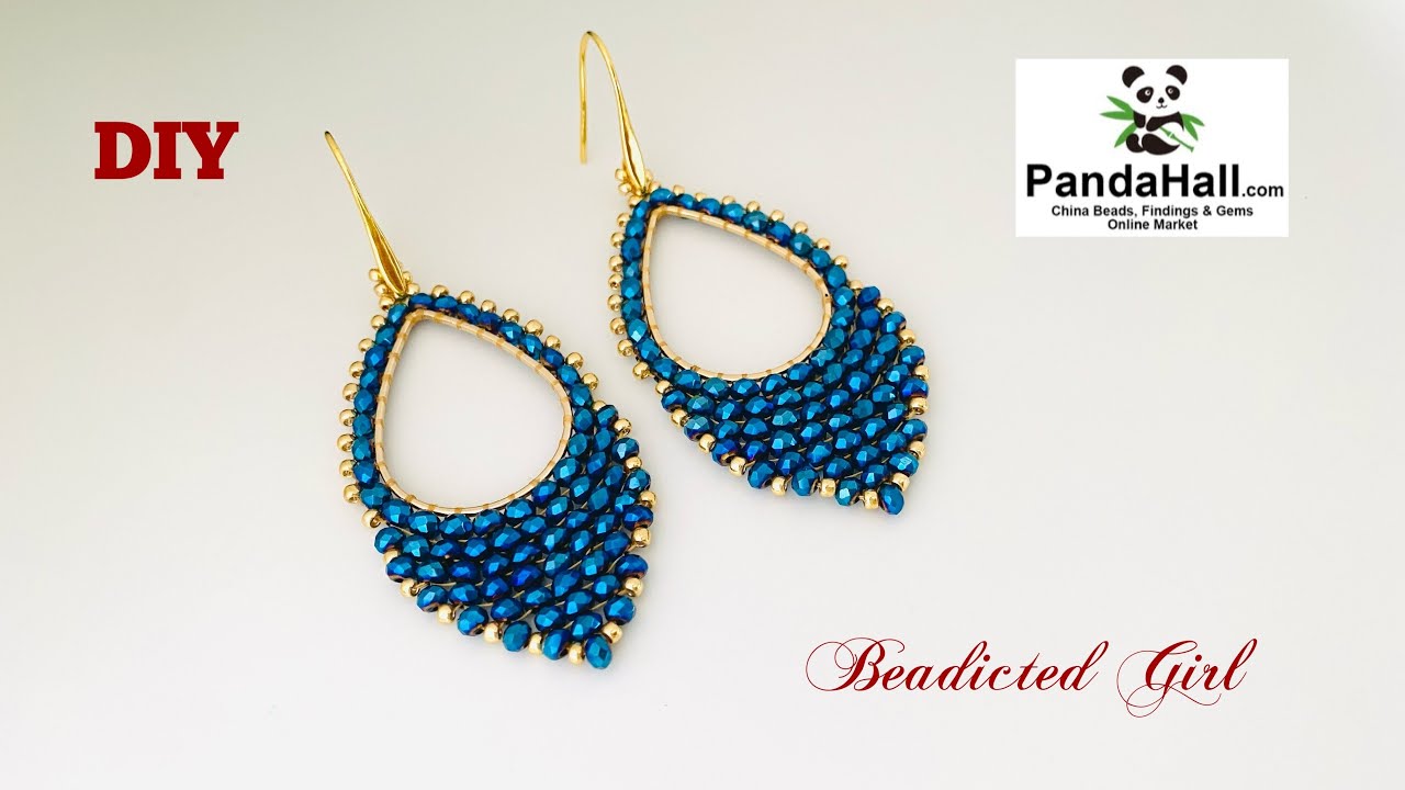 Brick stitch around a teardrop link || PandaHall Tutorial #pandahall