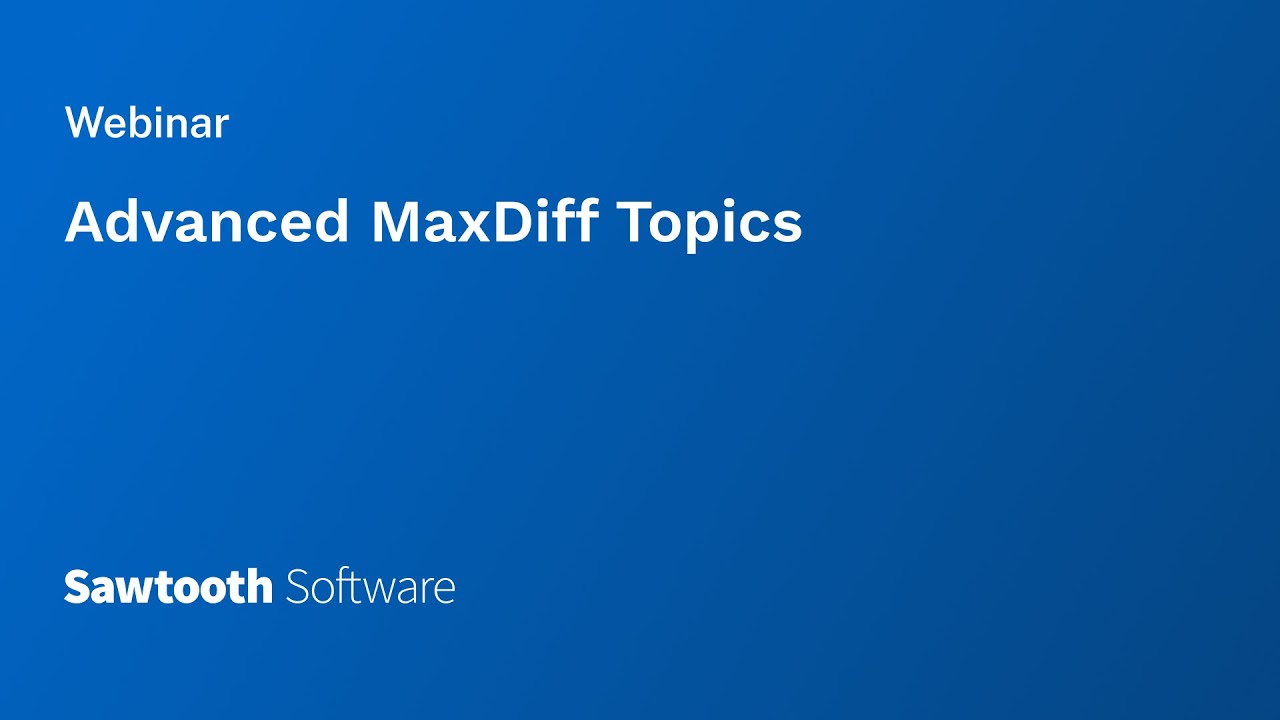 Advanced MaxDiff Topics