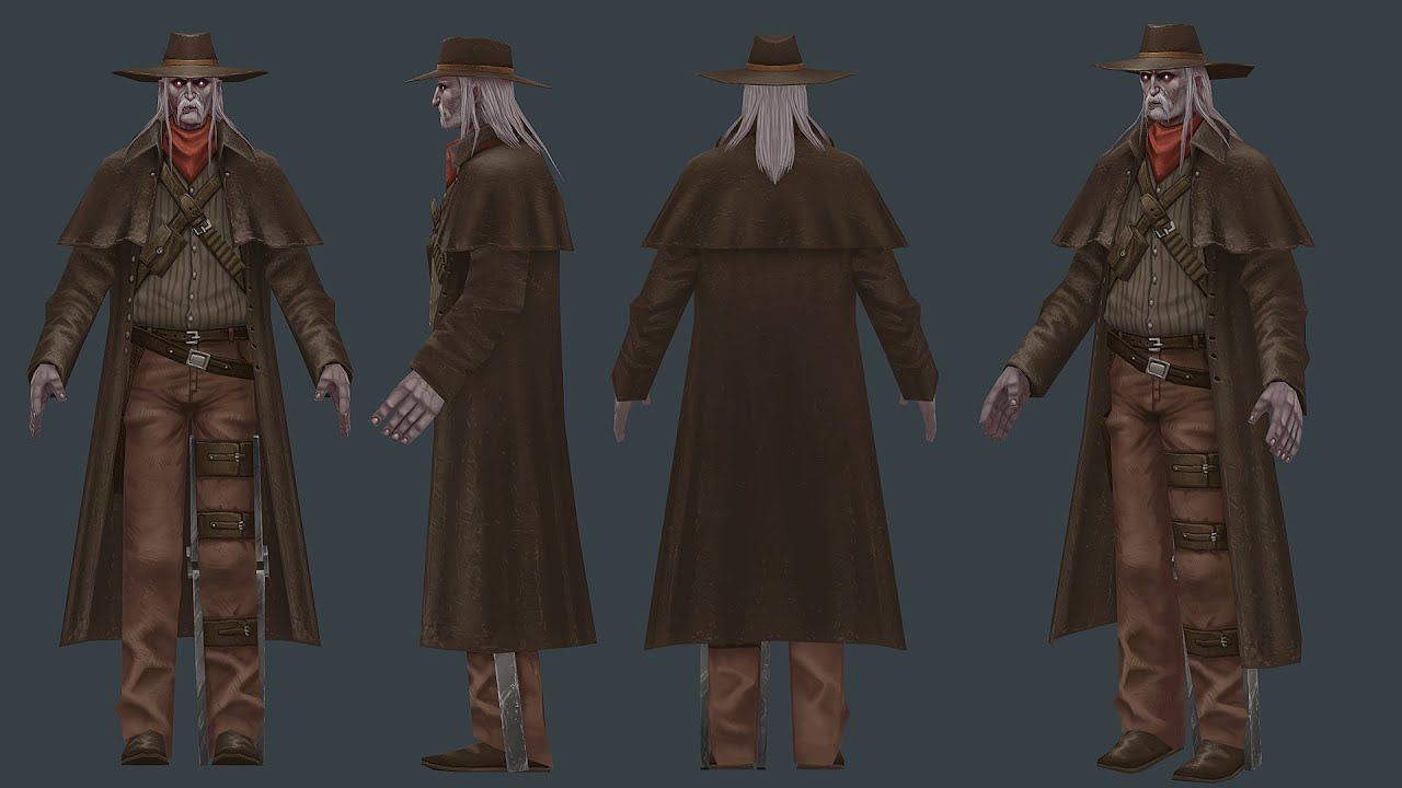 Low poly Deathslinger texture painting in blender [time-lapse] PART 2
