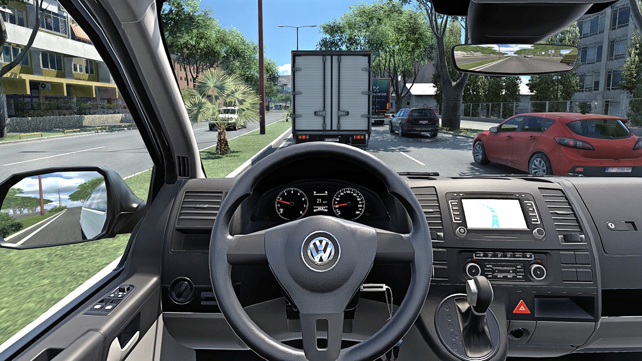 Volkswagen Transporter T5 - Euro Truck Simulator 2 [Steering Wheel Game Play]