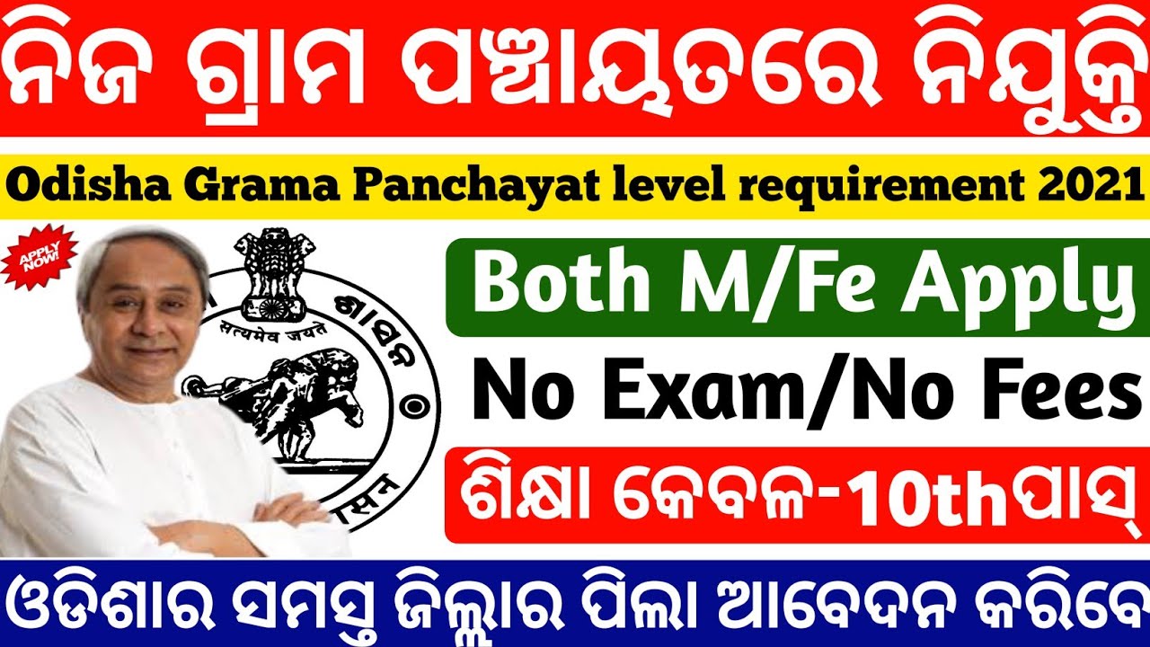 odisha panchayat level job 2021|odisha village level jobs|free job alert 2021|odisha govt jobs 2021