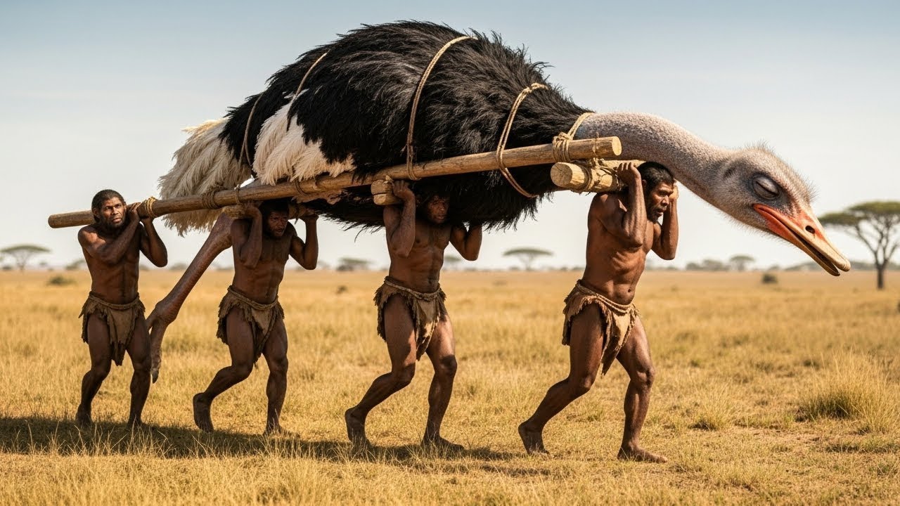 Life 3.2 Million Years Ago: The Giant Ostrich Ancestor Encounters Homo Habilis